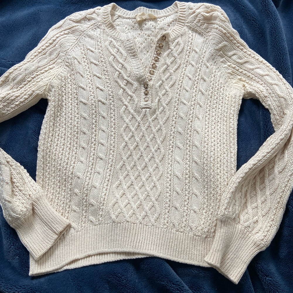 Sezane Bree jumper cables knit sweater cream medium